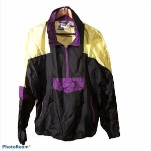 Pacific Scene Vintage 90s Windbreaker Mens Large Retro Jacket Black Indie Sleaze